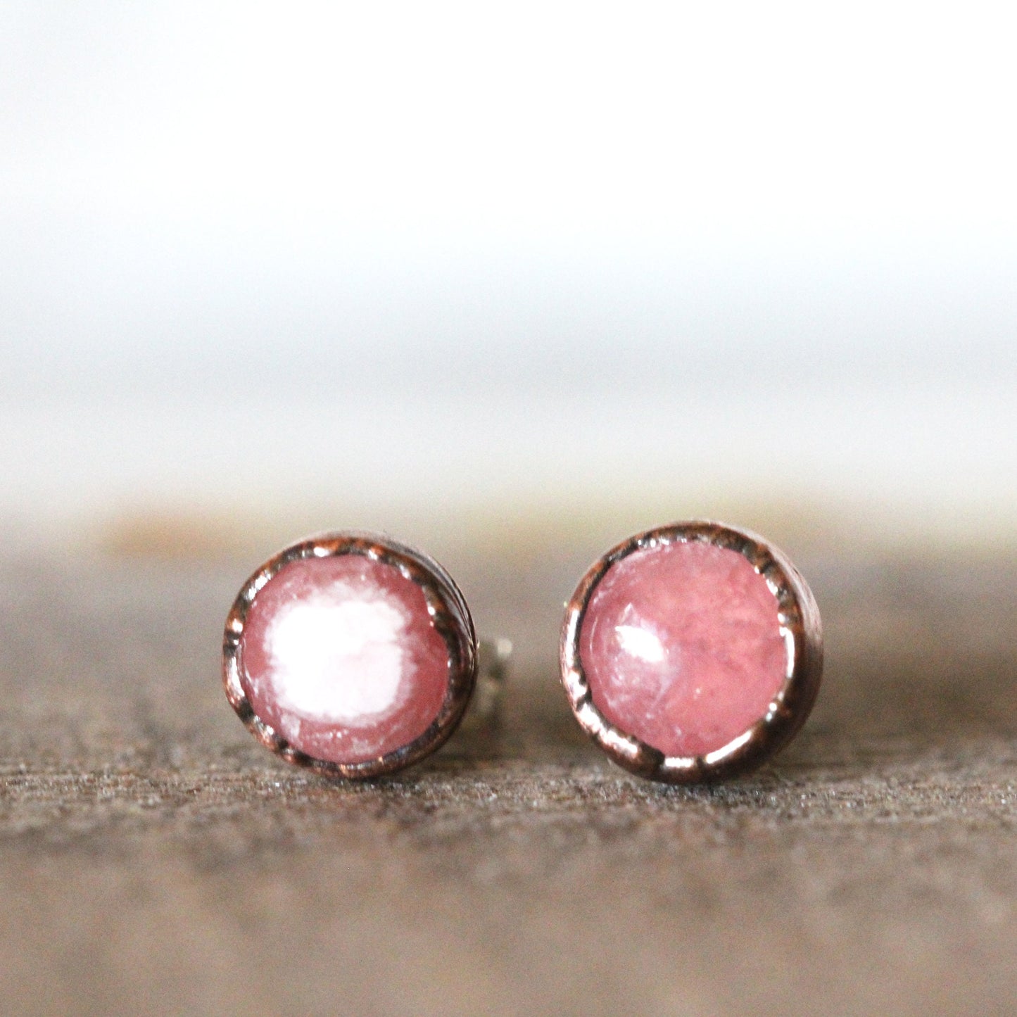 Rhodochrosite Earrings - Sterling Silver Posts - Pink Stone Studs - Sterling Silver Stud Earrings
