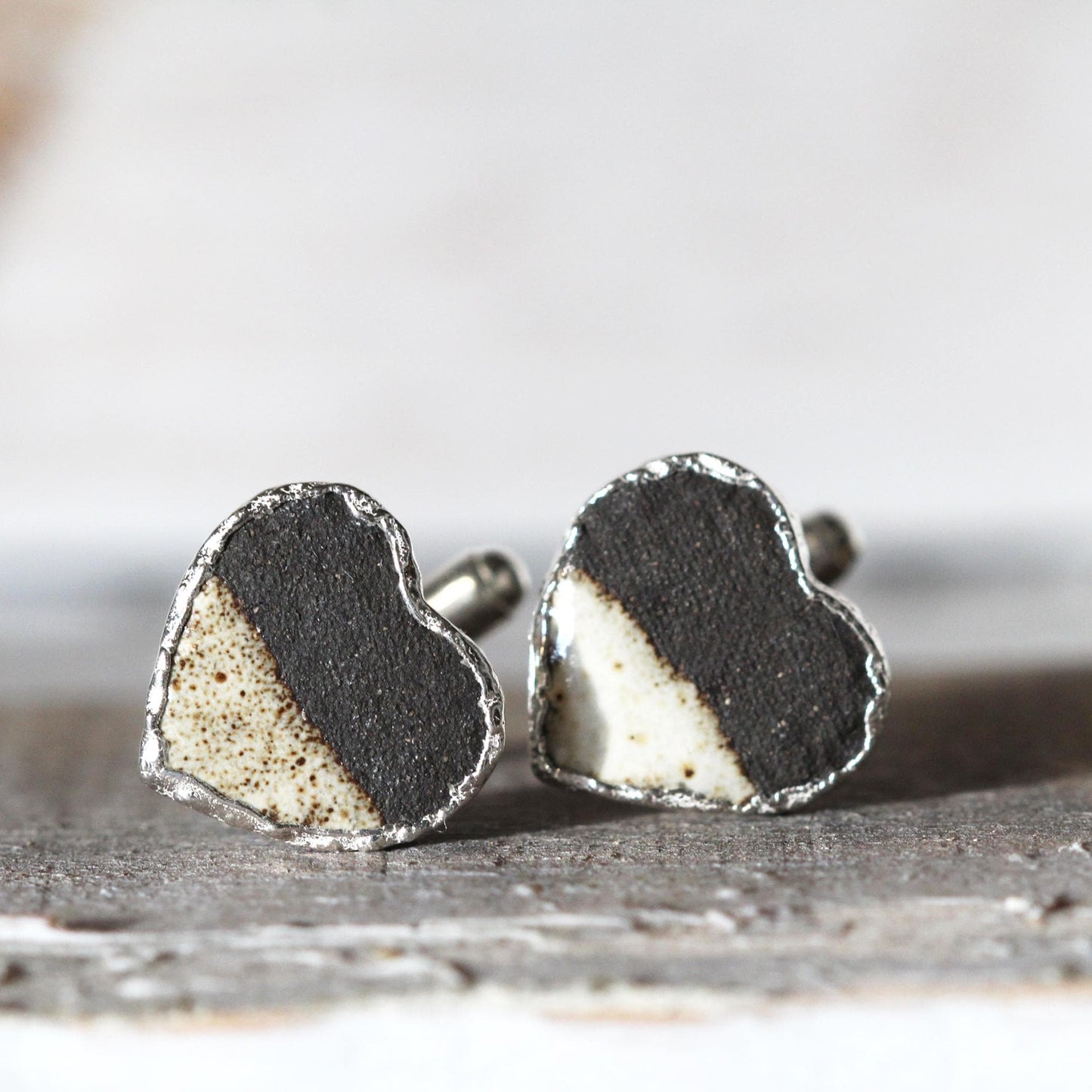 Heart Cufflinks - Gift for Husband - Ceramic Cuff Links