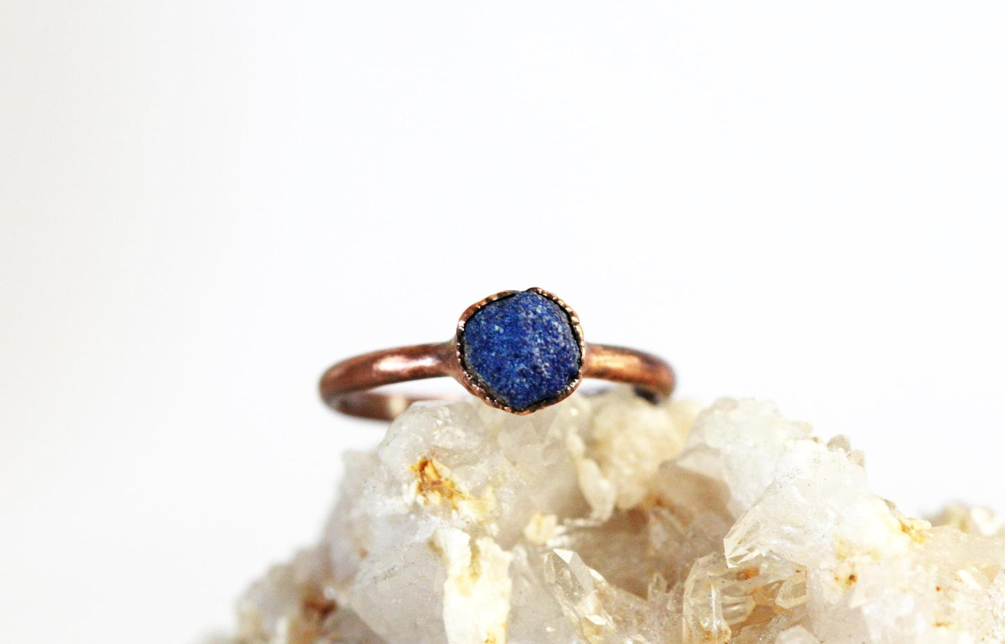 Raw Azurite Ring - Electroformed Jewelry - Gemstone Jewelry