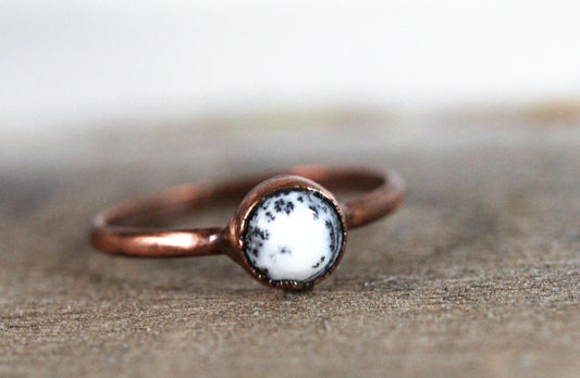 Dendritic Opal Ring - Merlinite Stone - Electroformed Jewelry