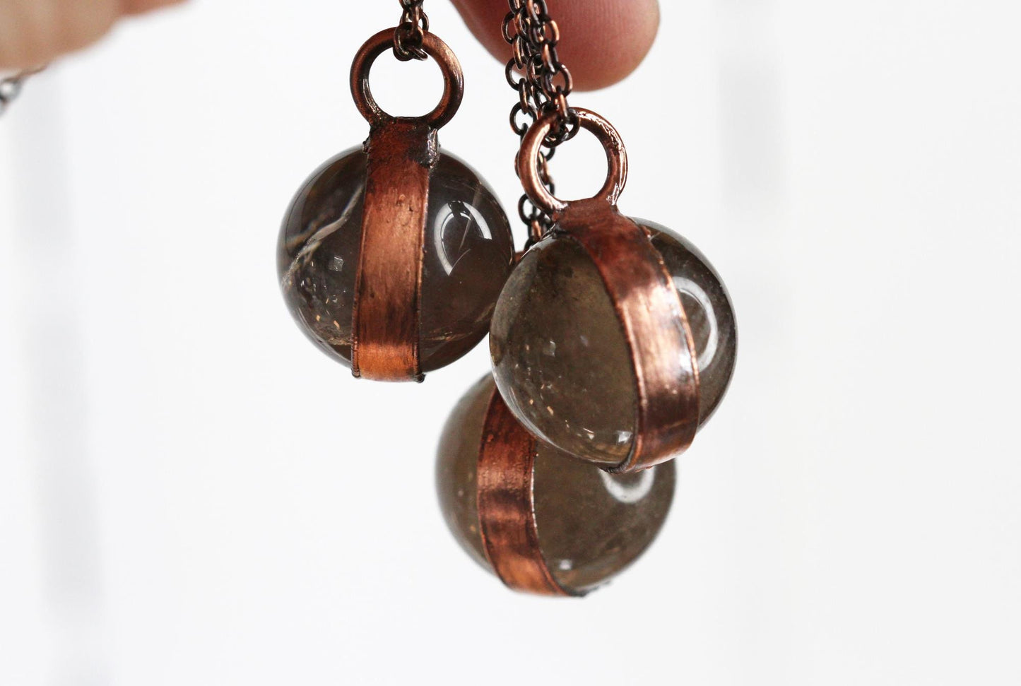 Smoky Quartz Sphere Necklace - Crystal Orb Pendant - Layering Necklace