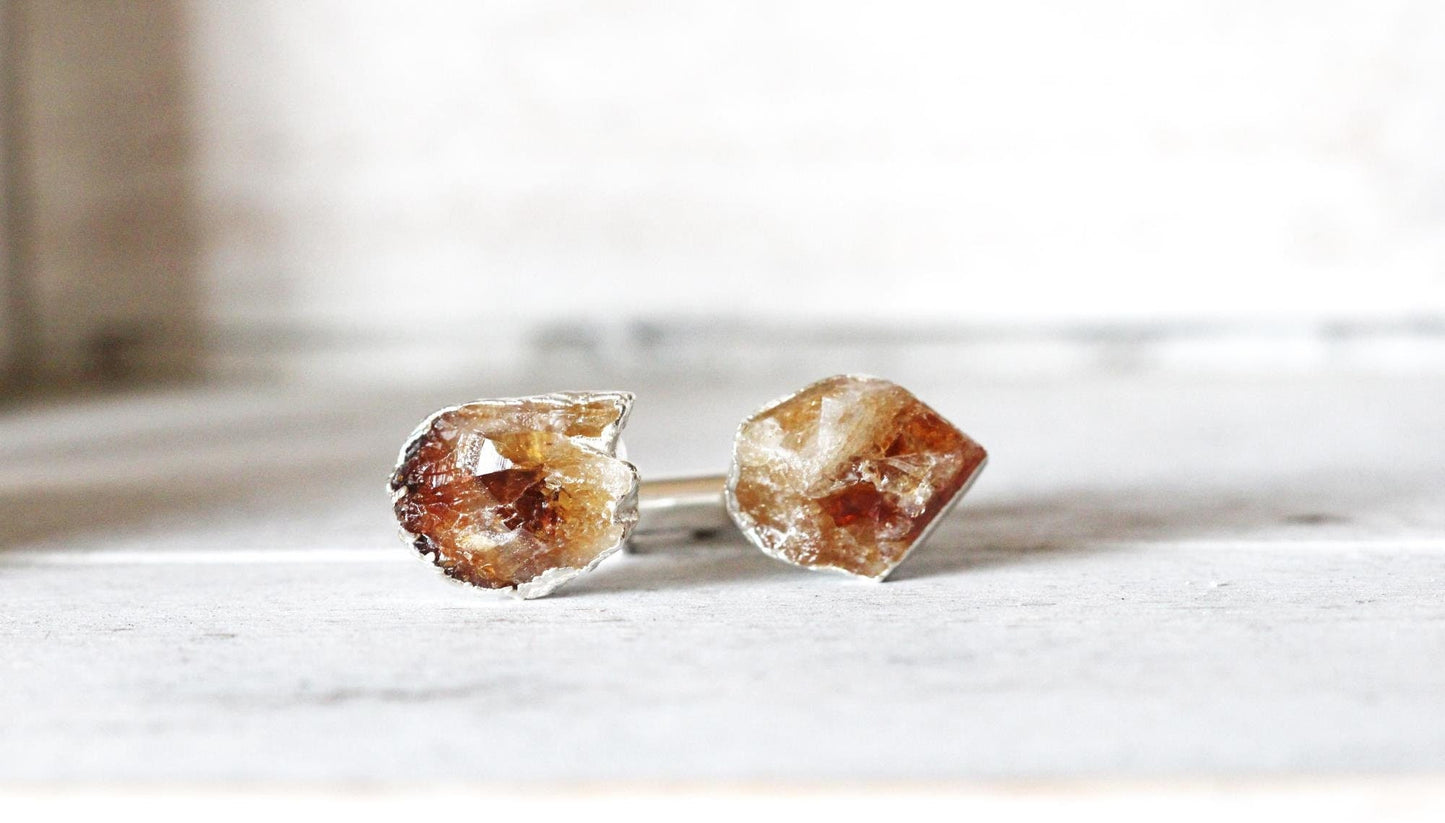 Citrine Cufflinks - Graduation Gift - Stone Cuff Links - Unique Gift for Him