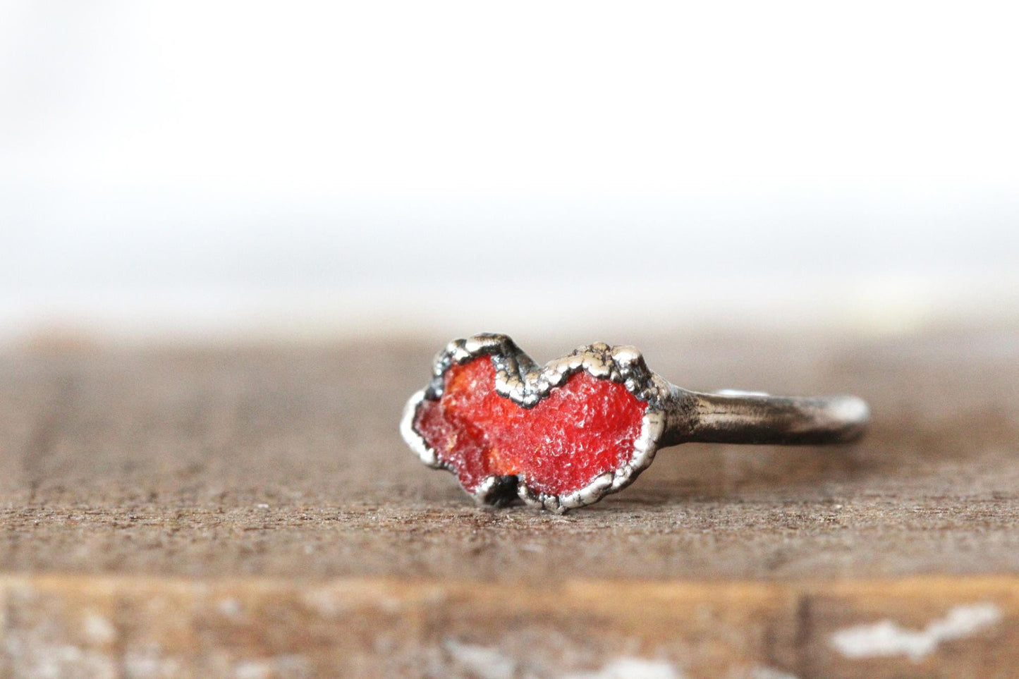Mexican Fire Opal Ring - October Birthstone Gift - Orange Opal