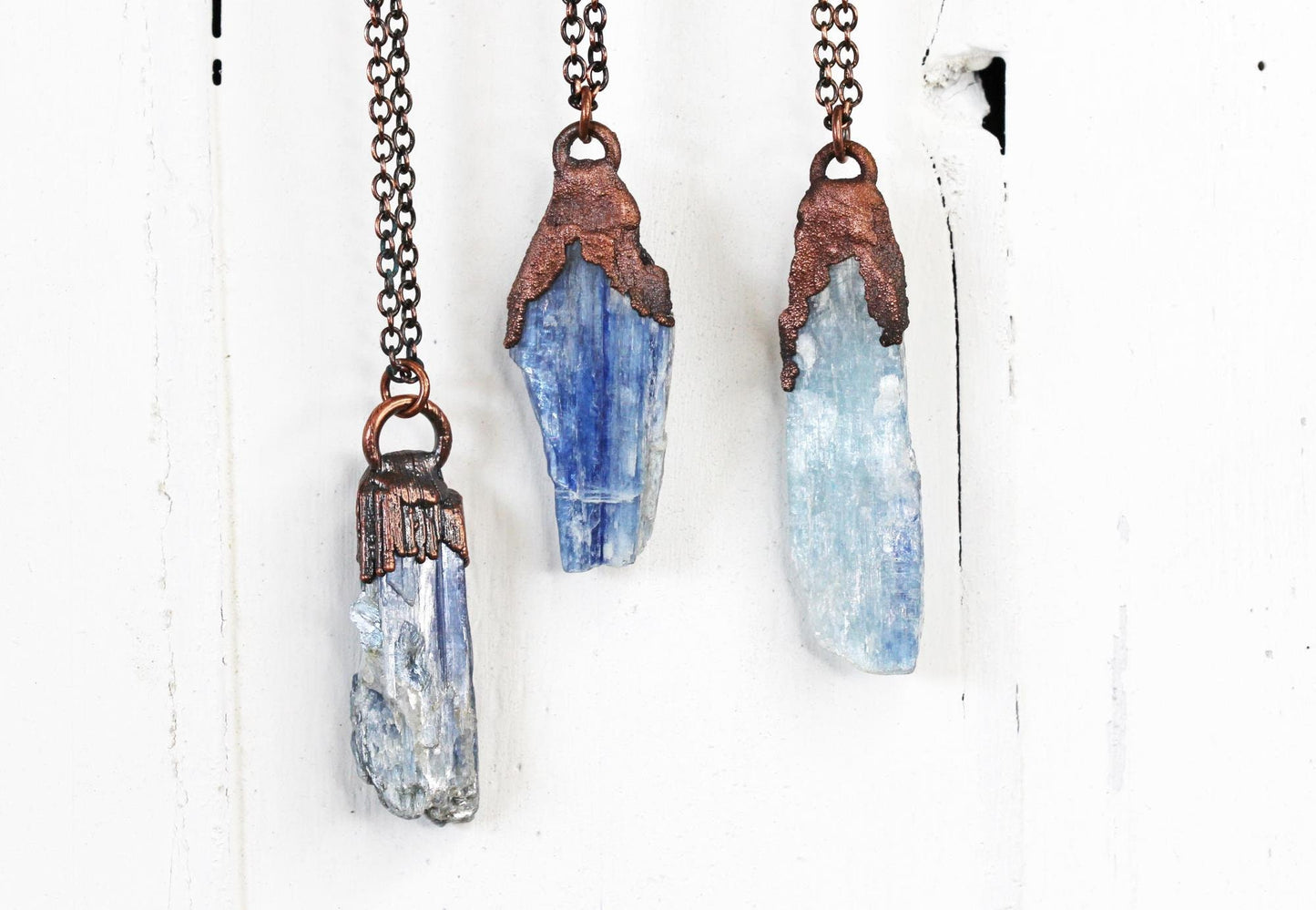 Kyanite Pendant - Electroformed Necklace - Raw Blue Crystal - Blue Kyanite Jewelry - Kyanite Shard