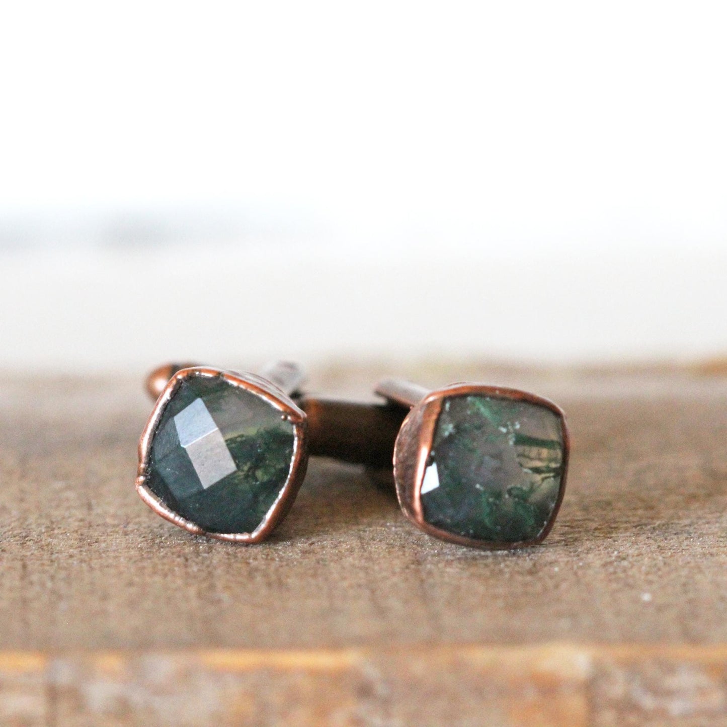 Moss Agate Cuff Links - Graduation Gift - Crystal Cufflinks