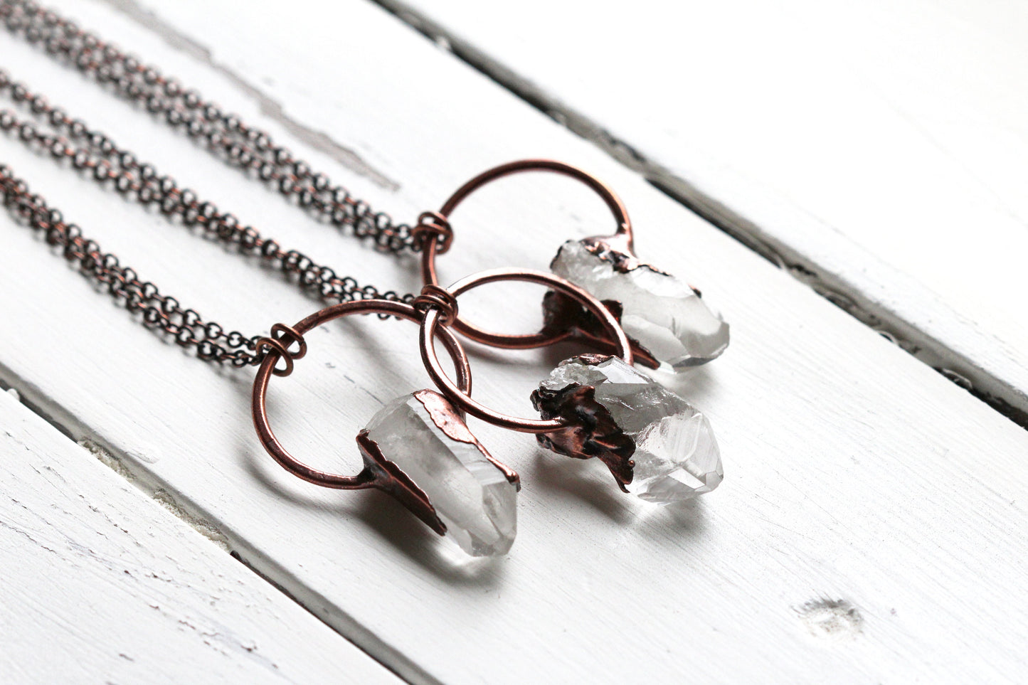 Raw Crystal Necklace - Quartz Crystal Pendant -  Electroformed Crystal Jewelry