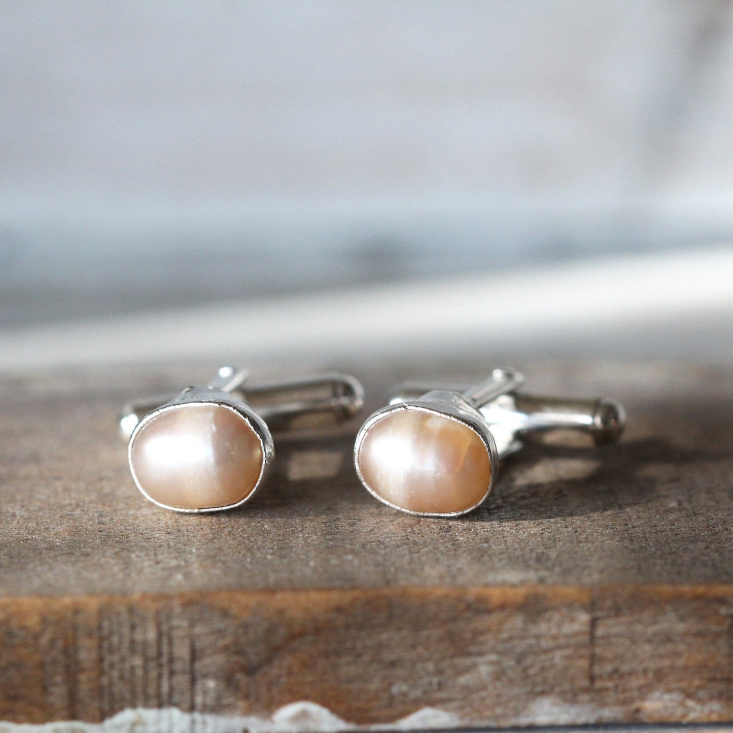 Pearl Cuff Links - Birthstone Cufflinks - June Birthstone - Graduation Gift