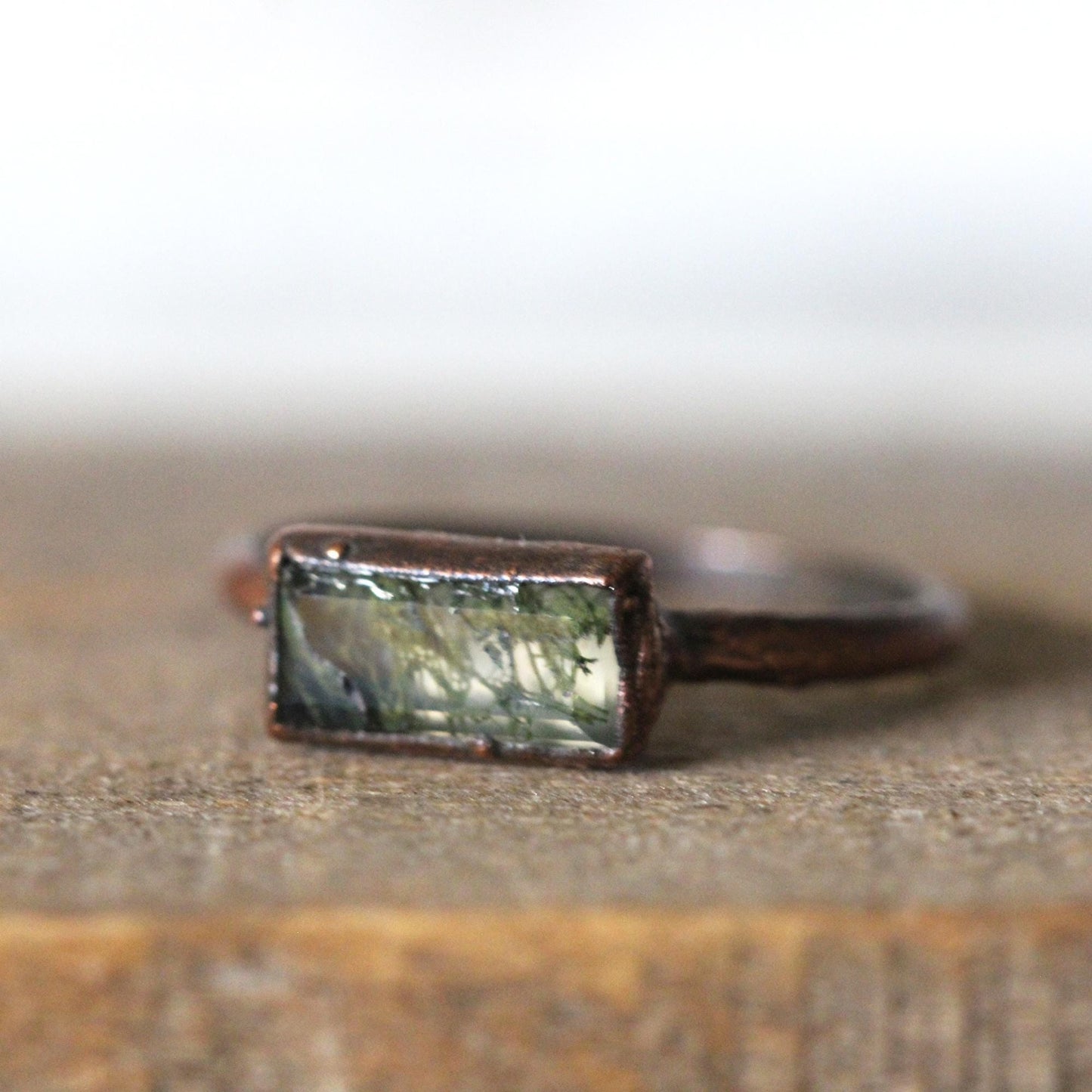 Moss Agate Ring - Your Choice of Metal - Electroformed Jewelry