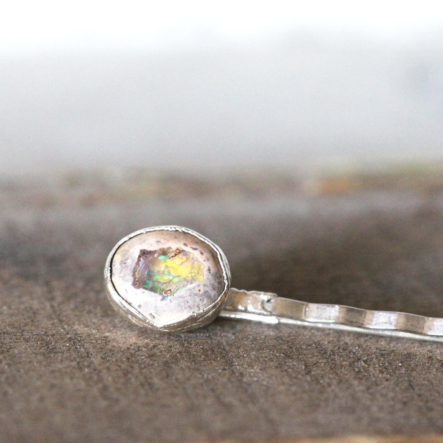 Opal Hair Pin - Mexican Opal Bobby Pin - Silver Hair Jewelry