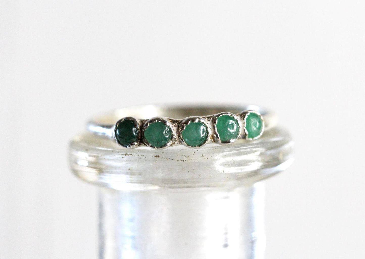 Emerald Ring - May Birthstone - Multi Stone Copper Ring