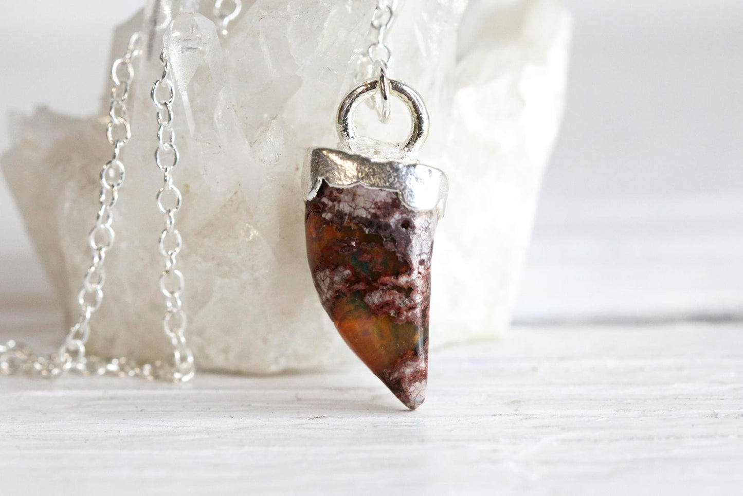 Mexican Opal Necklace - October Birthstone - Stone Talon Pendant