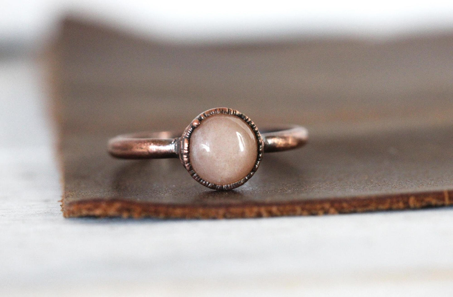 Peach Moonstone Ring - Moonstone Jewelry - June Birthstone