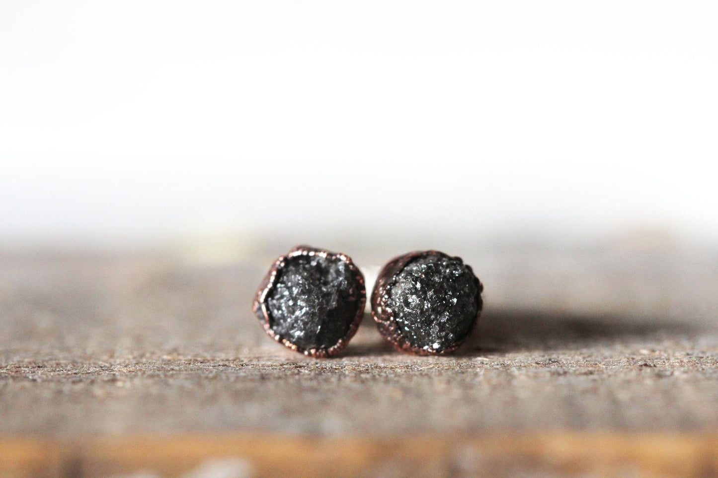 Raw Diamond Earrings - Conflict Free Diamond Studs - April Birthstone Jewelry - Gold Post Earrings - Simple Earrings
