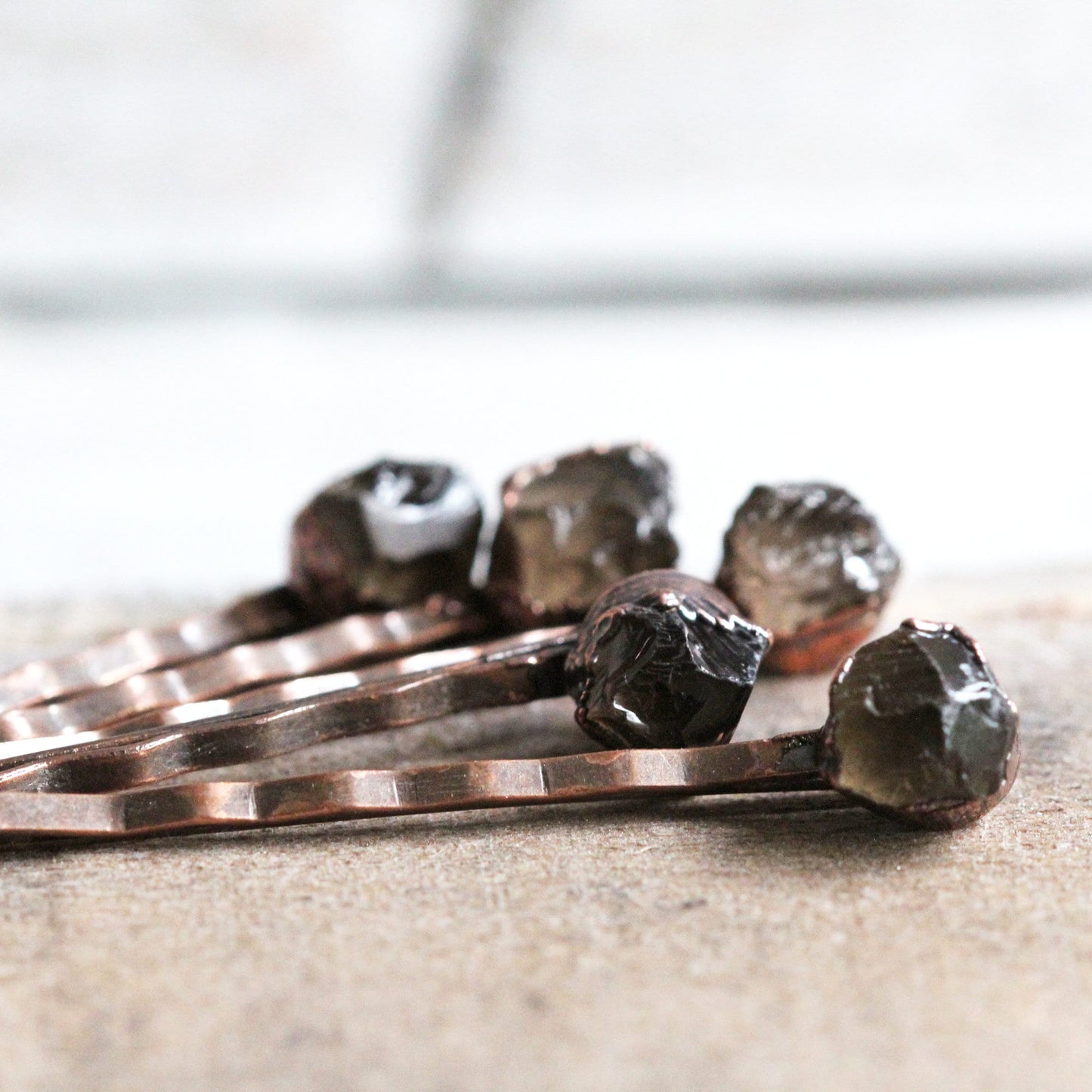 Smoky Quartz Bobby Pin - Raw Stone Hair Pin - Wedding Hair Pin
