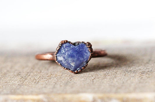 Raw Tanzanite Ring - Raw Crystal Jewelry - Natural Blue Stone