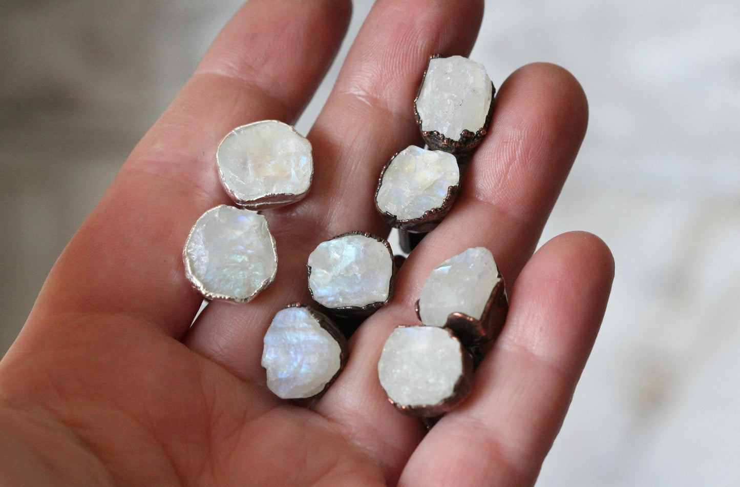 Moonstone Cuff Links - Raw Birthstone Cufflinks - June Birthstone - Graduation Gift - Crystal Cuff Links