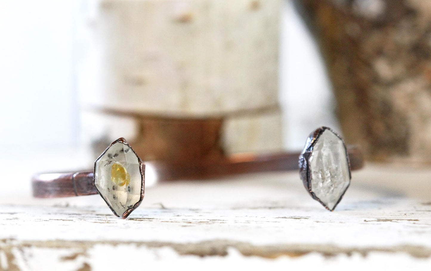 Raw Quartz Bracelet - April Birthstone - Open Silver Cuff - Crystal Bracelet - Double Stone Bracelet