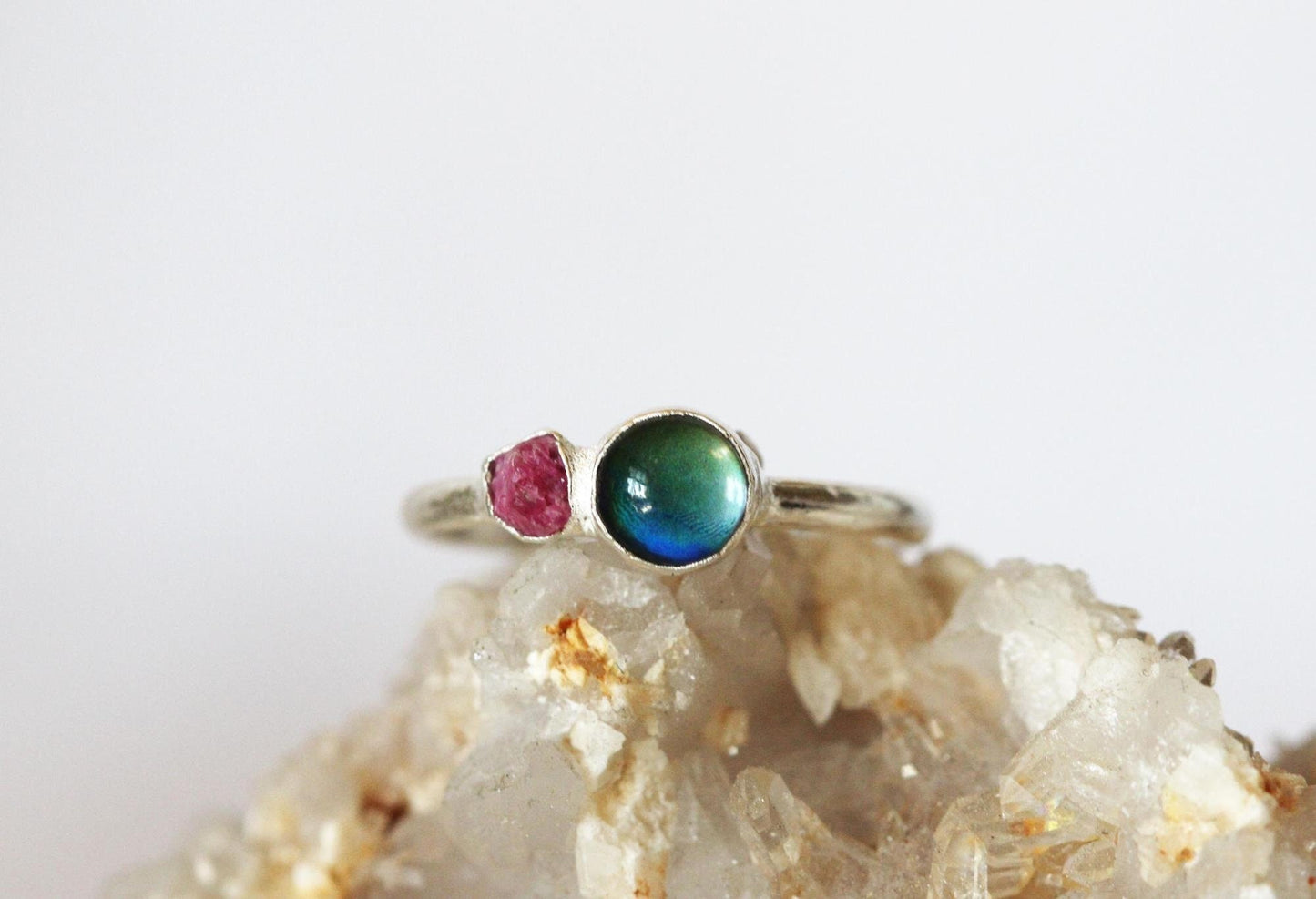 Mood Stone Ring - Raw Birthstone - Color Changing Ring - Retro Jewelry