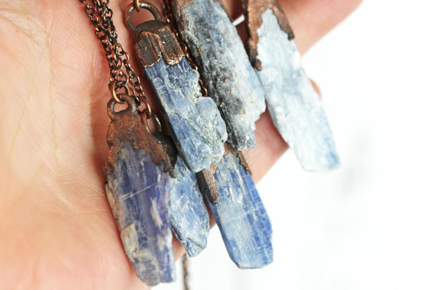Kyanite Pendant - Electroformed Necklace - Raw Blue Crystal - Blue Kyanite Jewelry - Kyanite Shard