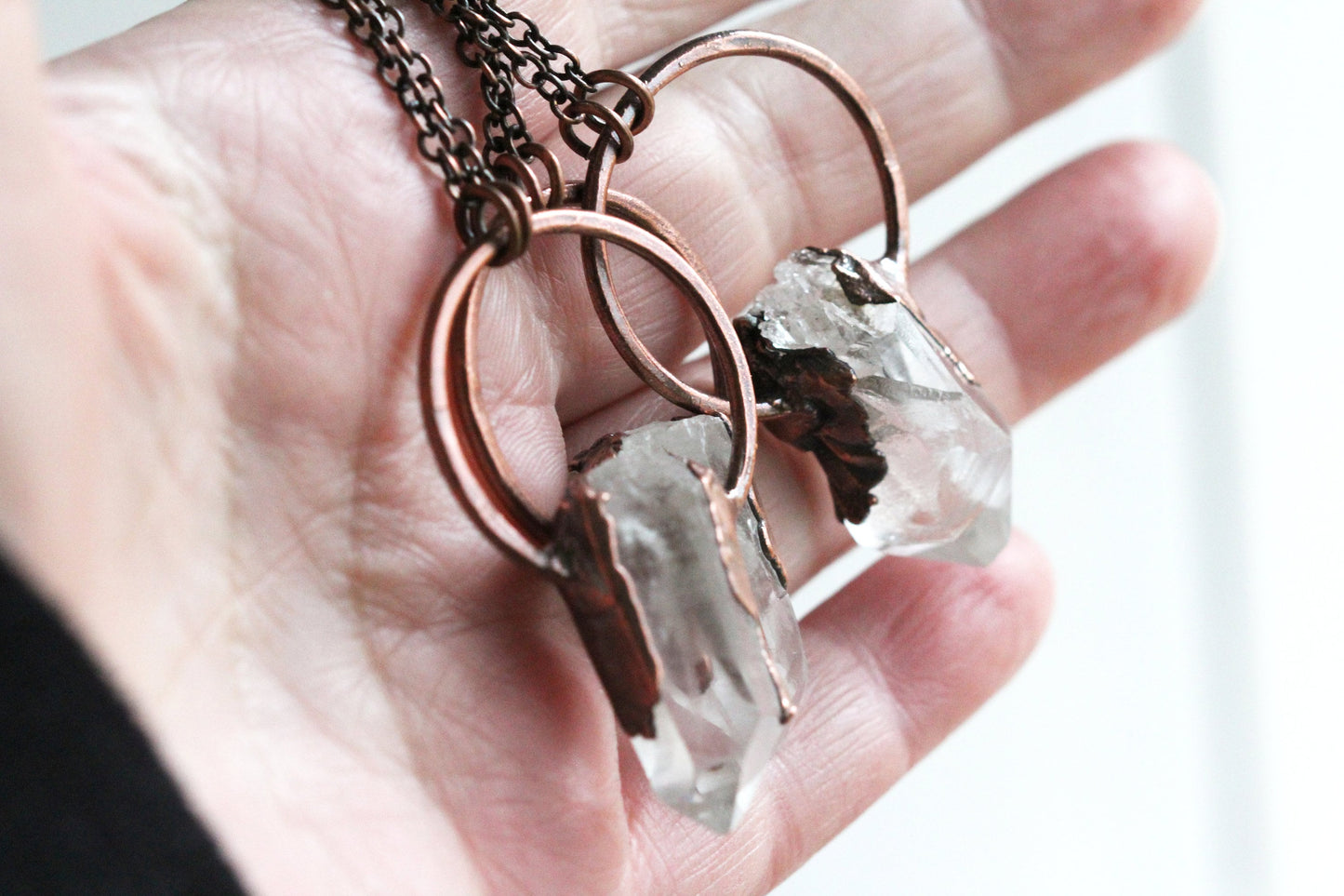 Raw Crystal Necklace - Quartz Crystal Pendant -  Electroformed Crystal Jewelry
