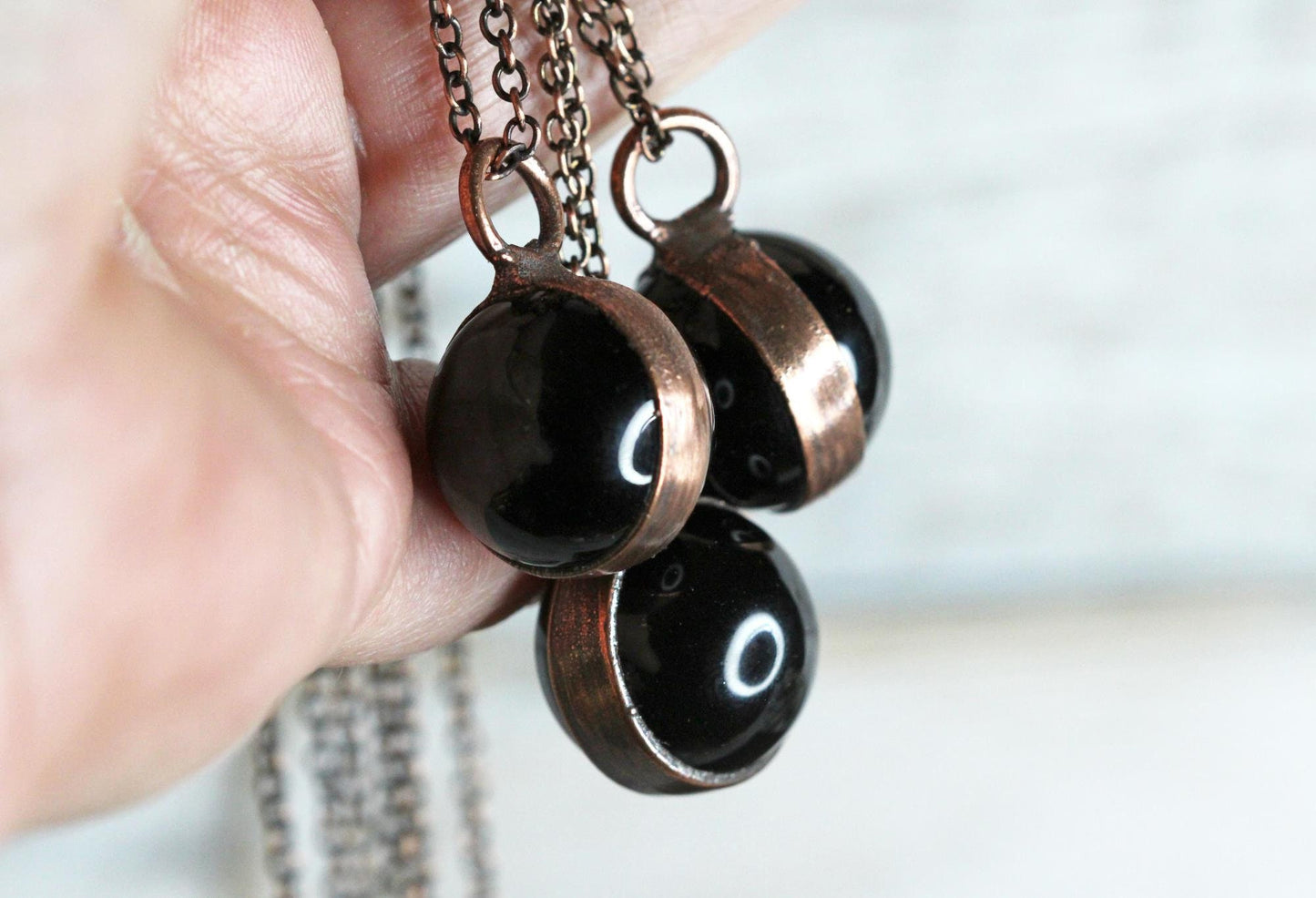 Black Obsidian Sphere Necklace - Crystal Ball Pendant - Crystal Orb