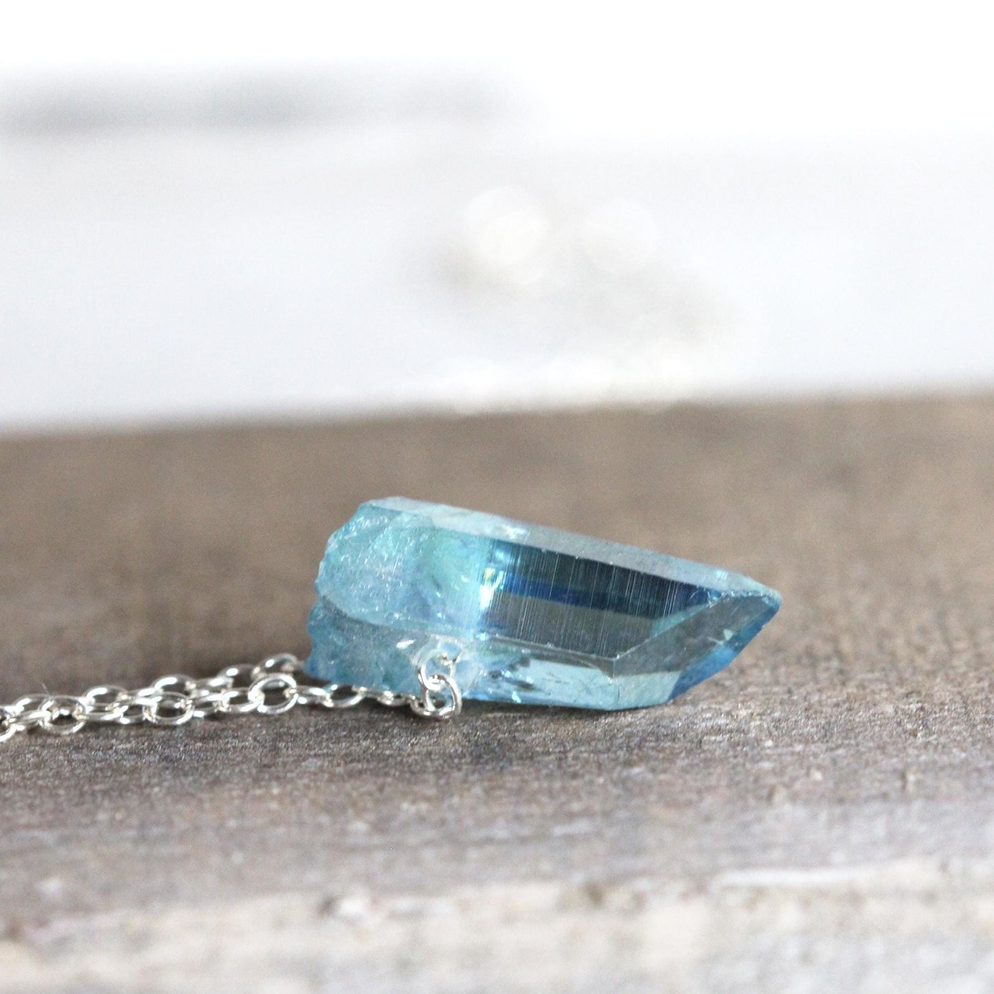 Crystal Pendant - Sterling Silver Chain - Raw Quartz Necklace