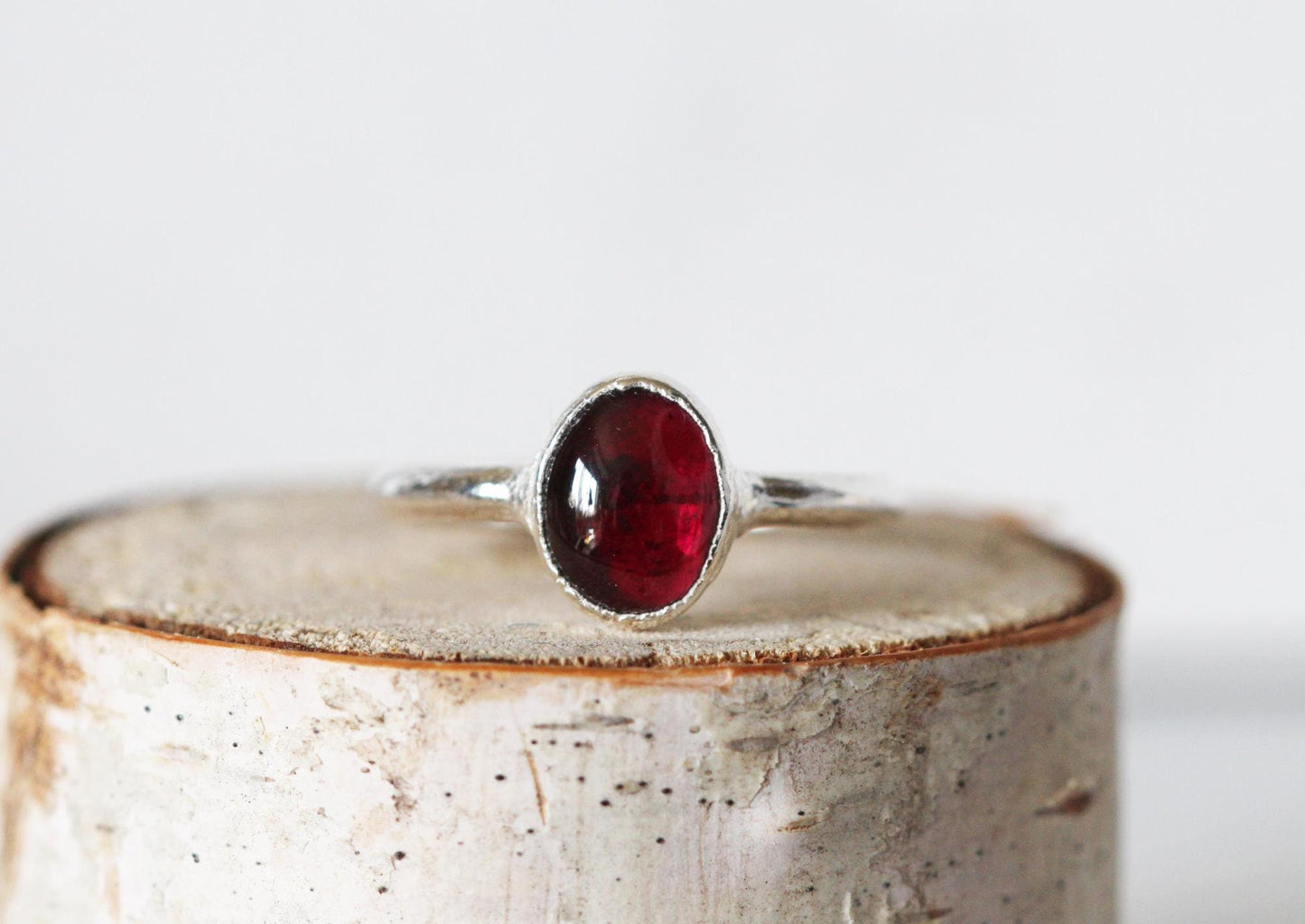 Garnet Ring - Oval Stone - Copper and Garnet