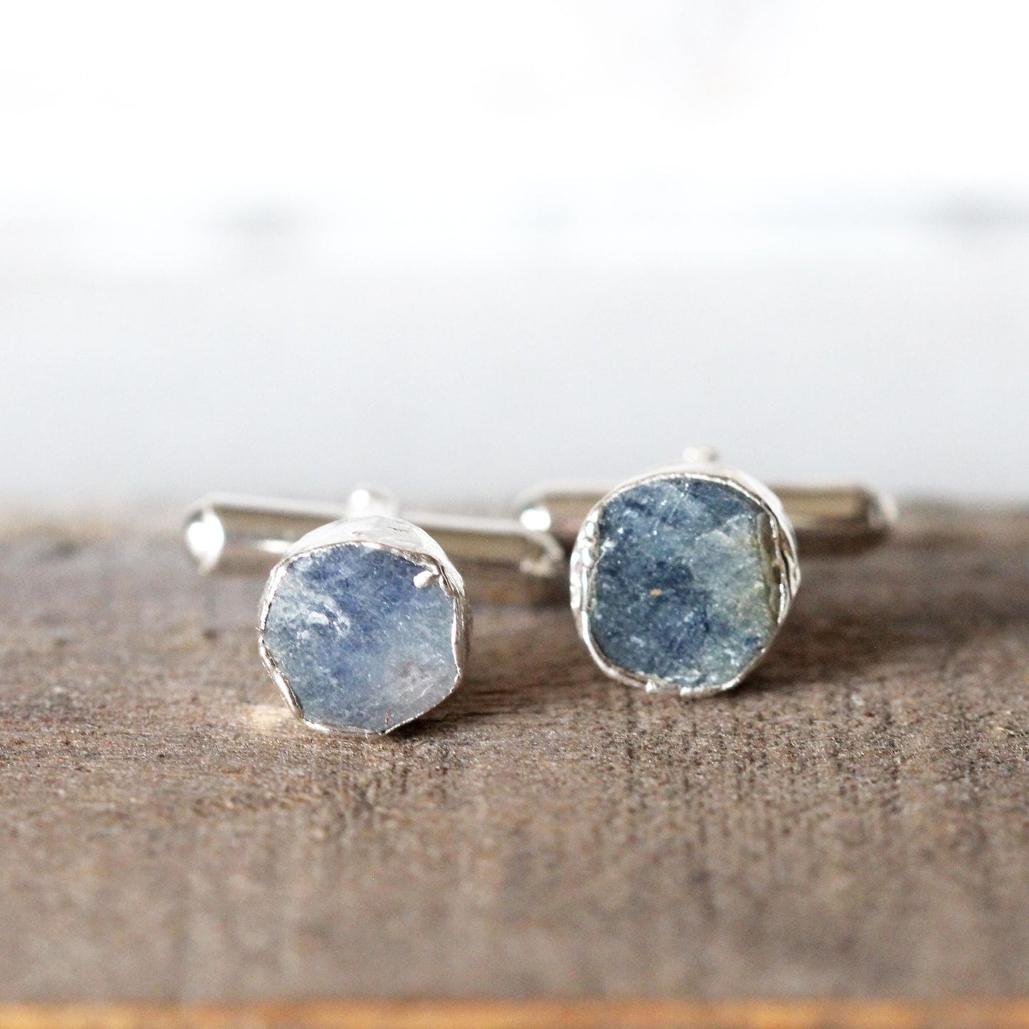 Sapphire Cuff Links - Birthstone Cufflinks - September Birthstone - Graduation Gift
