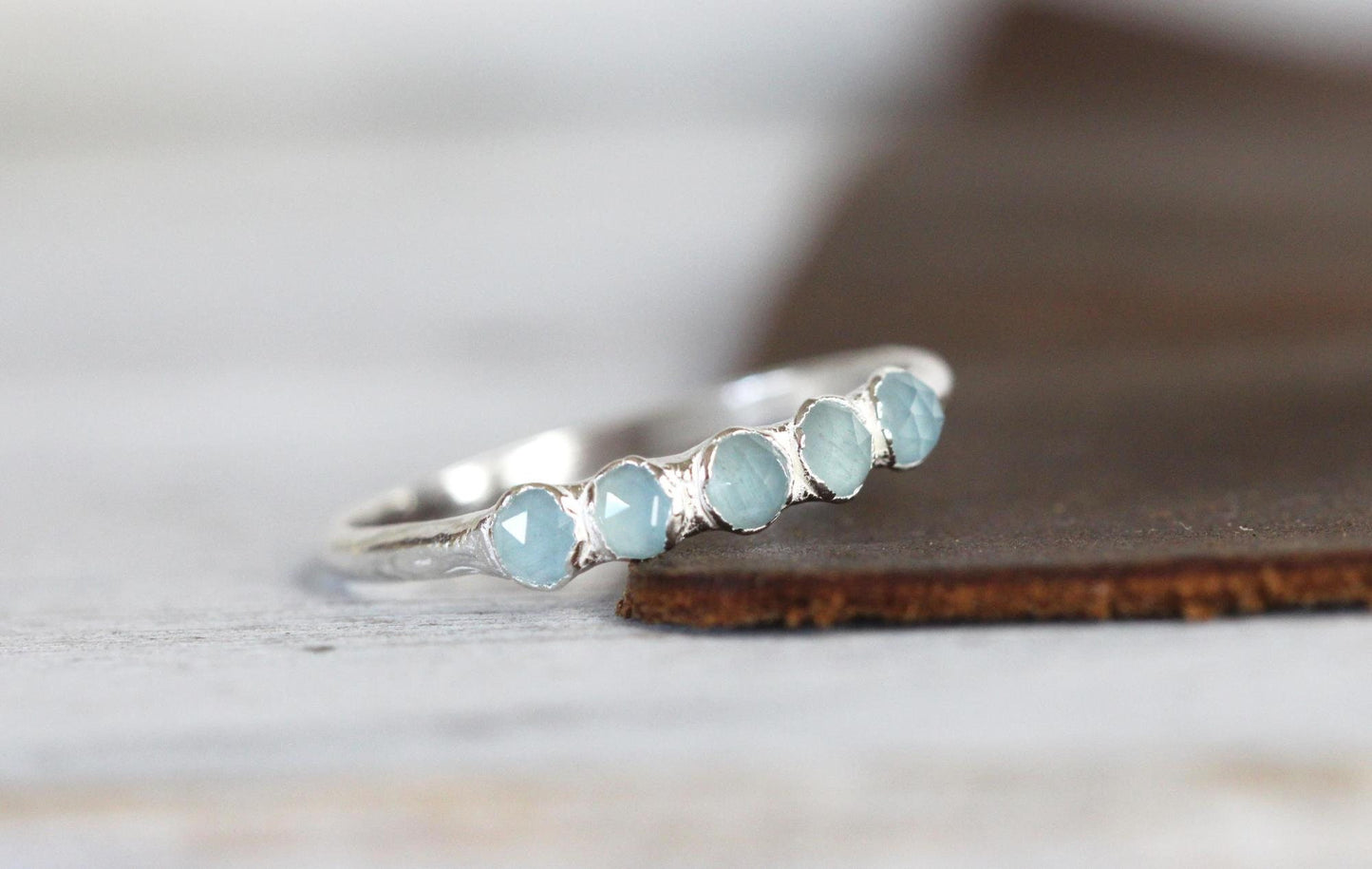 Aquamarine Ring - March Birthstone Jewelry - Multi Stone Stacker