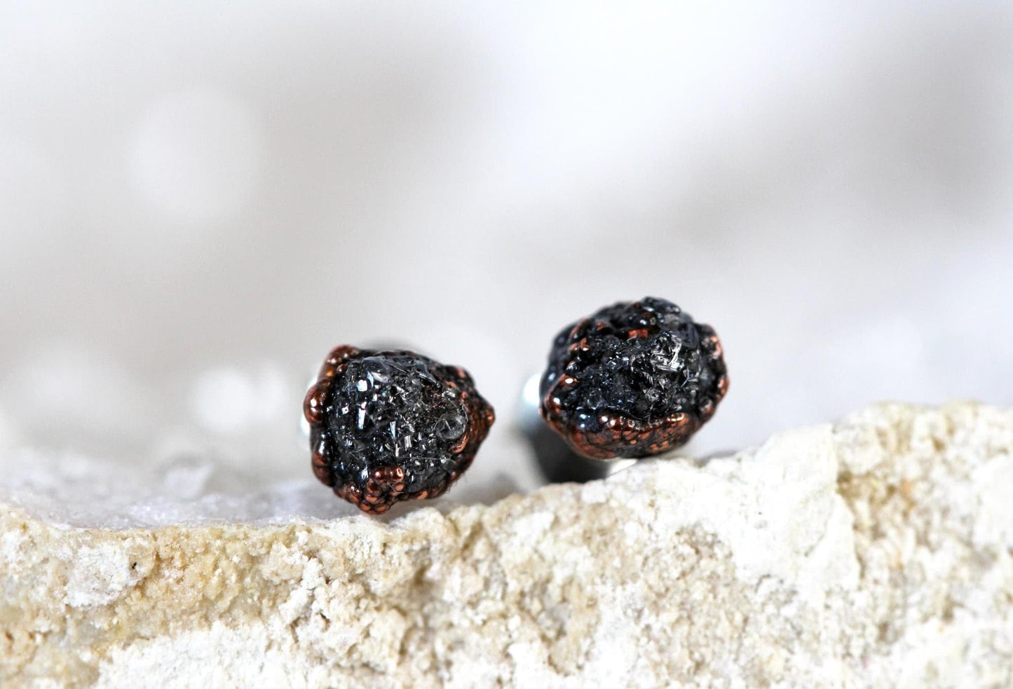 Raw Diamond Earrings - Conflict Free Diamond Studs - April Birthstone Jewelry - Gold Post Earrings - Simple Earrings