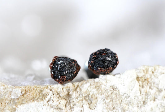 Raw Diamond Earrings - Conflict Free Diamond Studs - April Birthstone Jewelry - Gold Post Earrings - Simple Earrings