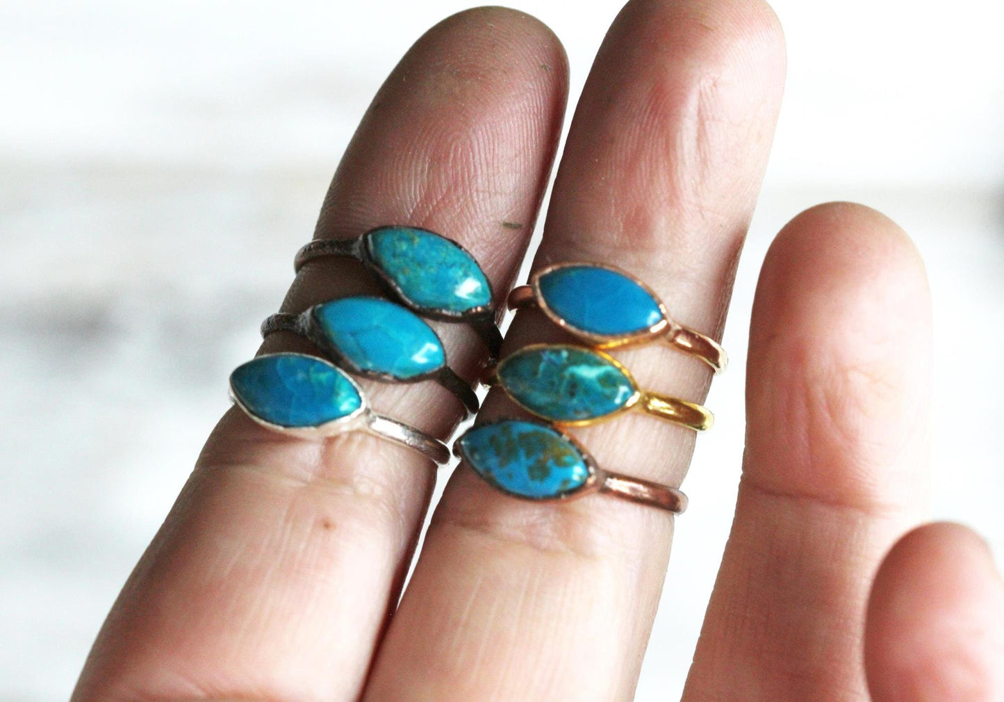 Chrysocolla Ring - Bright Blue Crystal - Goddess Stone