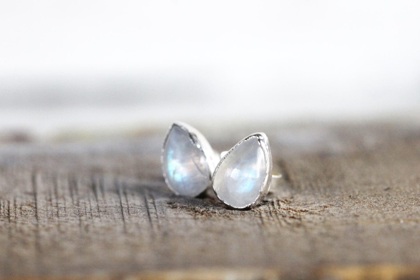 Moonstone Earrings - Stone Studs - Sterling Silver Earrings - Bridal Jewelry