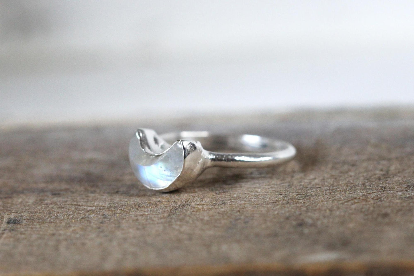 Moonstone Crescent Ring - Moon Phase Jewelry - Celestial