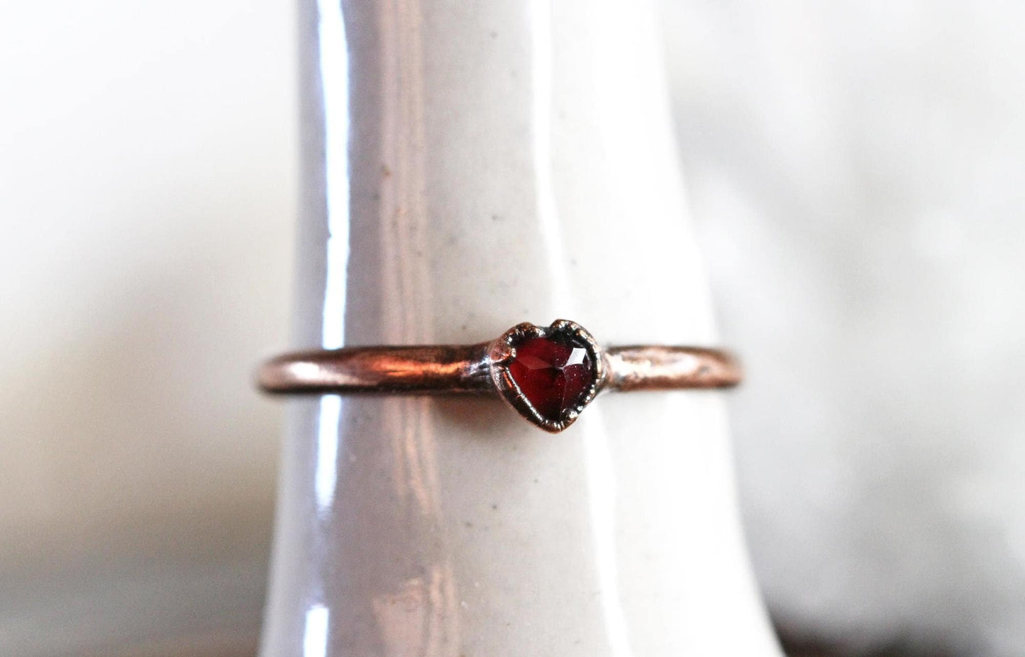 Garnet Heart Ring - Promise Jewelry - Silver Stacking Ring - Romantic Gift for Her